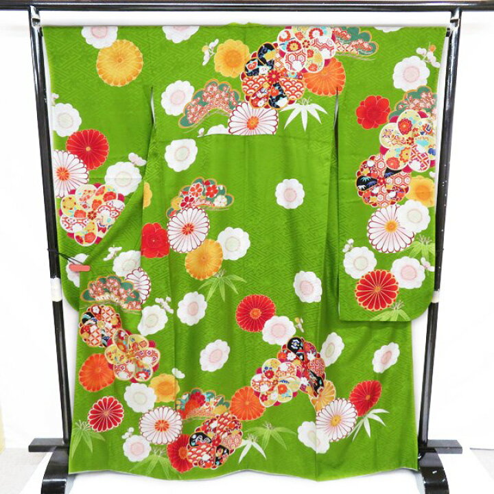 楽天市場】【 中古 】 振袖 着物 リサイクル 正絹 袷 金駒刺繍 花模様  