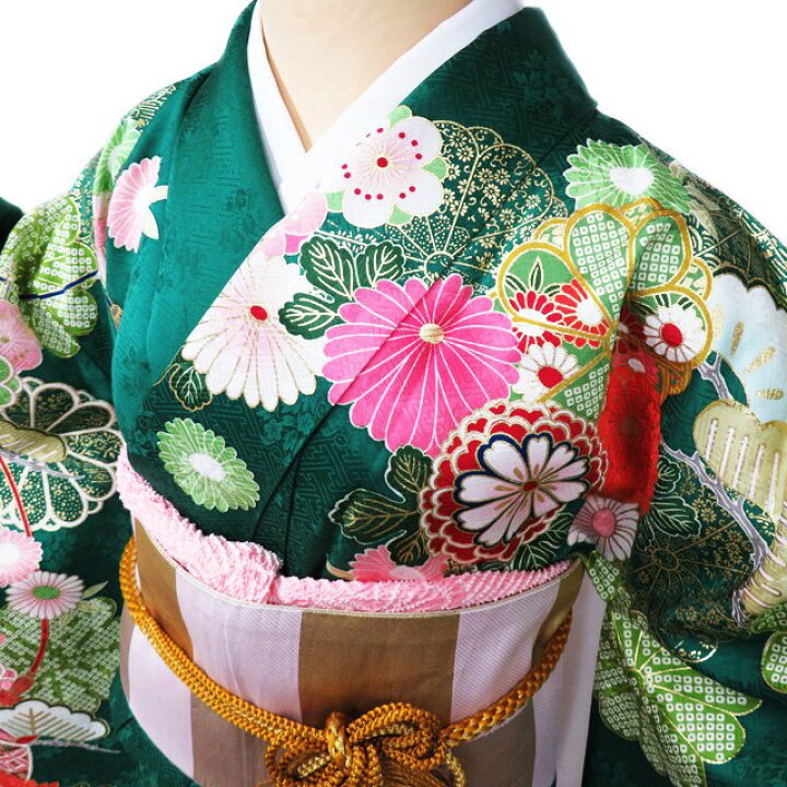 楽天市場】【 中古 】 振袖 着物 リサイクル 正絹 袷 金駒刺繍 花模様  