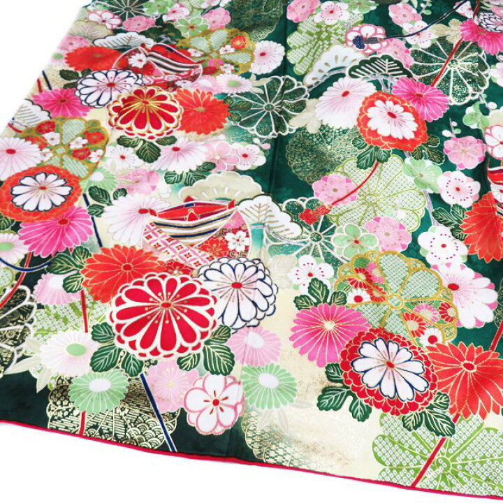 楽天市場】【 中古 】 振袖 着物 リサイクル 正絹 袷 金駒刺繍 花模様  