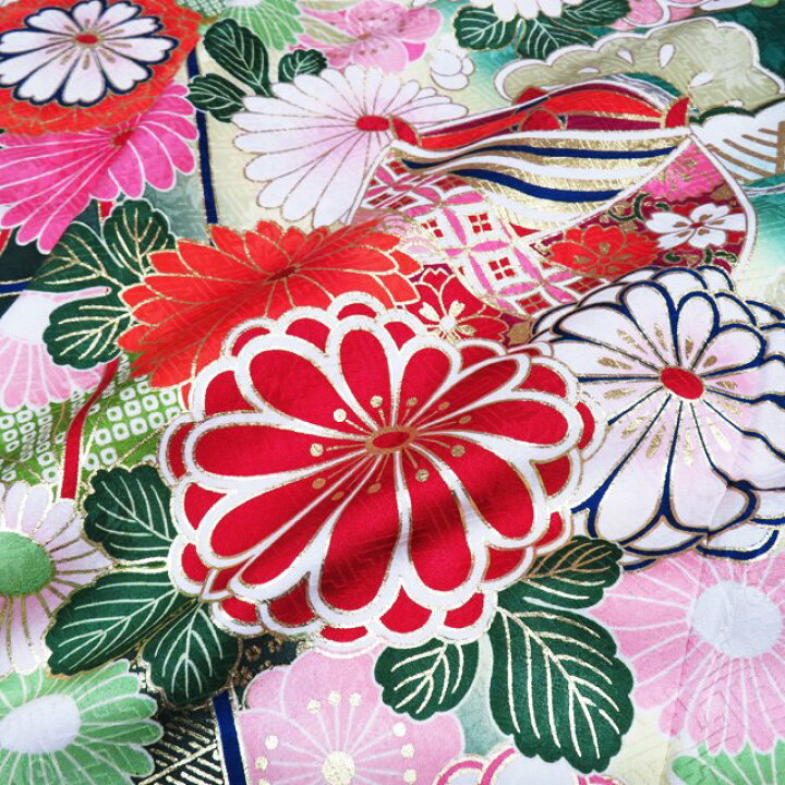 楽天市場】【 中古 】 振袖 着物 リサイクル 正絹 袷 金駒刺繍 花模様  