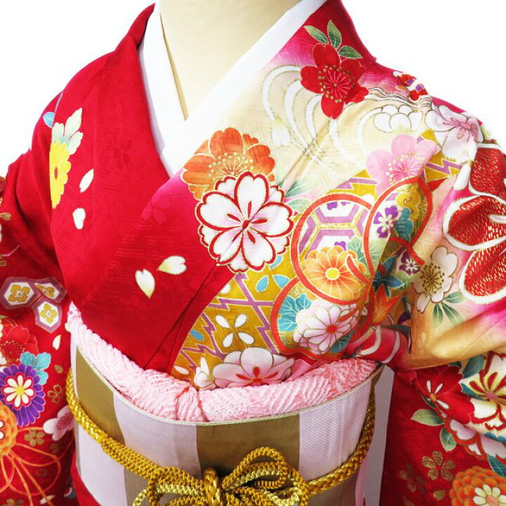 楽天市場】【 中古 】 振袖 着物 リサイクル 正絹 袷 金駒刺繍 花模様  