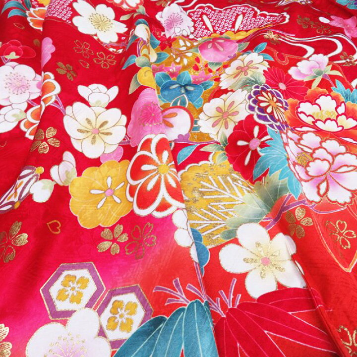 楽天市場】【 中古 】 振袖 着物 リサイクル 正絹 袷 金駒刺繍 花模様 