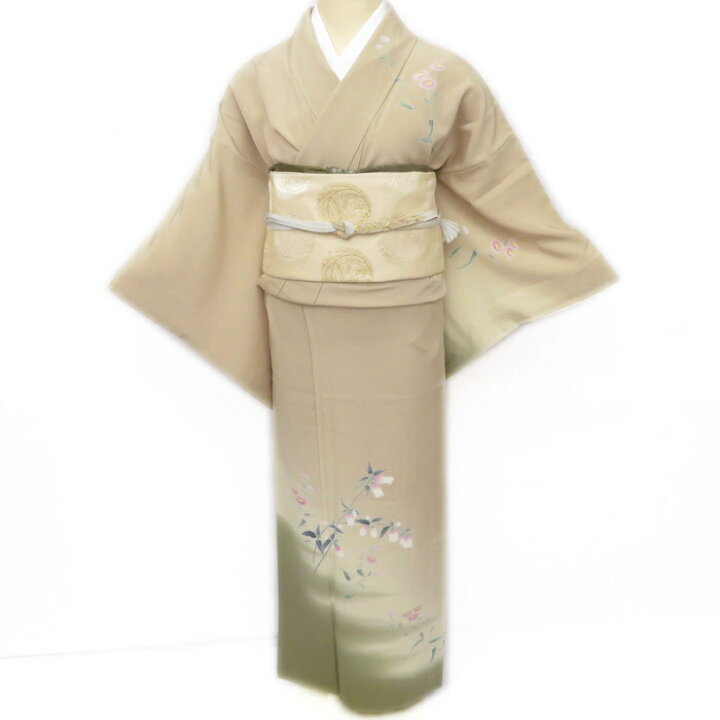 楽天市場】【 中古 】 訪問着 リサイクル着物 中古 作家物 花の図 白  