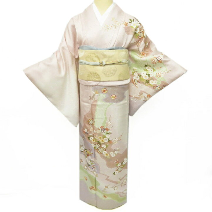 楽天市場】【 新品 】 訪問着 未使用 着物 花の図 宝物 金駒刺繍 地 