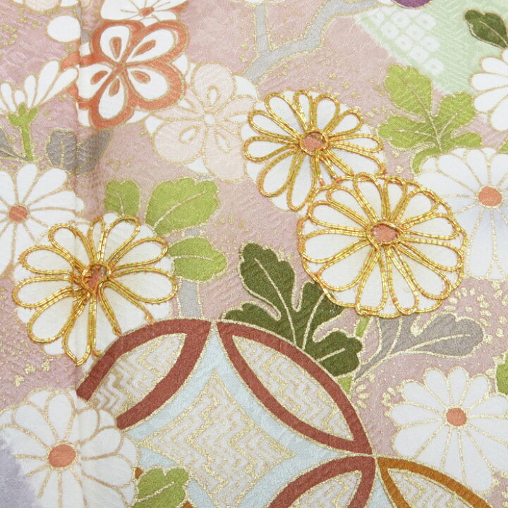 楽天市場】【 新品 】 訪問着 未使用 着物 花の図 宝物 金駒刺繍 地 