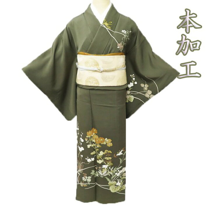 楽天市場】【 中古 】 特選 訪問着 リサイクル着物 本加工 花の図 春秋  
