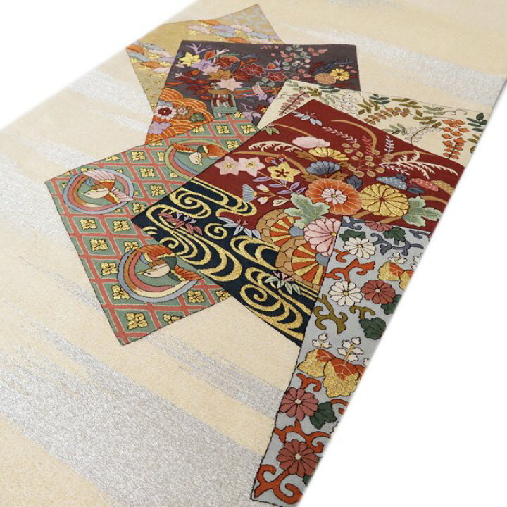 楽天市場】【 中古 】 袋帯 リサイクル 明綴れ 生成色 多色 金銀 色紙  