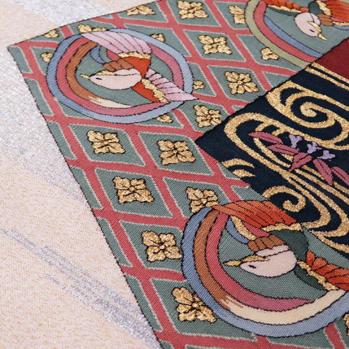 楽天市場】【 中古 】 袋帯 リサイクル 明綴れ 生成色 多色 金銀 色紙  
