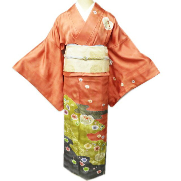 楽天市場】【 中古 】 訪問着 着物 正絹 袷 フォーマル 絞り染め 植物 