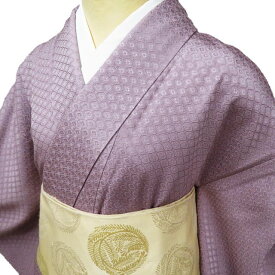 【 中古 】 色無地 リサイクル着物 袷 フォーマル 紋付き 作家物 落款 地模様 薄色 身丈156cm 裄63cm M A1032-2 [ 和服 入学式 卒業式 お茶会 お宮参り アウトレット きもの kimono 送料無料 きもの北條]