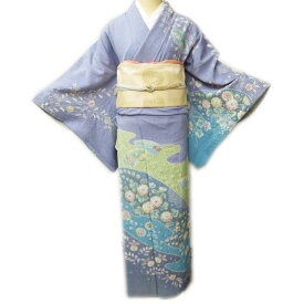 ＼ FINAL PRICE ／ 【 中古 】 特選 訪問着 リサイクル 正絹 袷 フォーマル 落款 そごう扱い 花模様 辻が花 絞り 淡い紅碧色 多色 身丈163cm 裄68cm L A889-2 [ 和服 入学式 卒業式 お茶会 お宮参り アウトレット 送料無料 きもの北條]