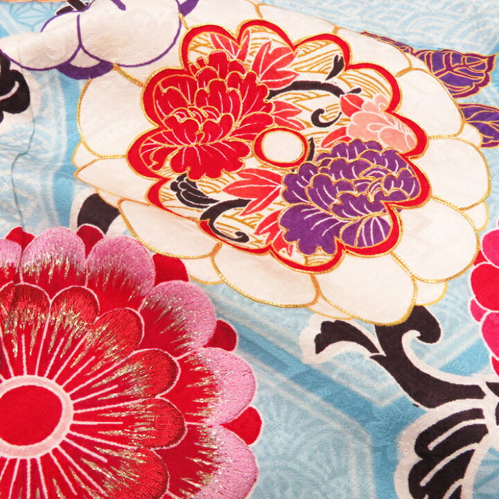 楽天市場】振袖 正絹 亀甲取りに花 金駒刺繍 成人式 結婚式 結納