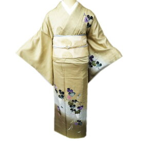 ＼ FINAL PRICE ／ 【 中古 】 付下げ 付け下げ 着物 袷 フォーマル 葡萄の図 枯色 金銀 身丈160cm 裄64cm M A858-3 [ 和服 入学式 卒業式 お茶会 お宮参り 入卒式 きもの 送料無料 きもの北條]