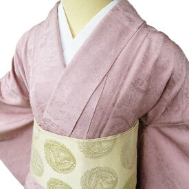 【 中古 】 色無地 リサイクル着物 正絹 袷 フォーマル 紋付き 地模様 花模様 風景 御所染色 身丈160.5cm 裄66cm M A1018-3 [ 和服 入学式 卒業式 お茶会 お宮参り アウトレット きもの kimono 送料無料 きもの北條]