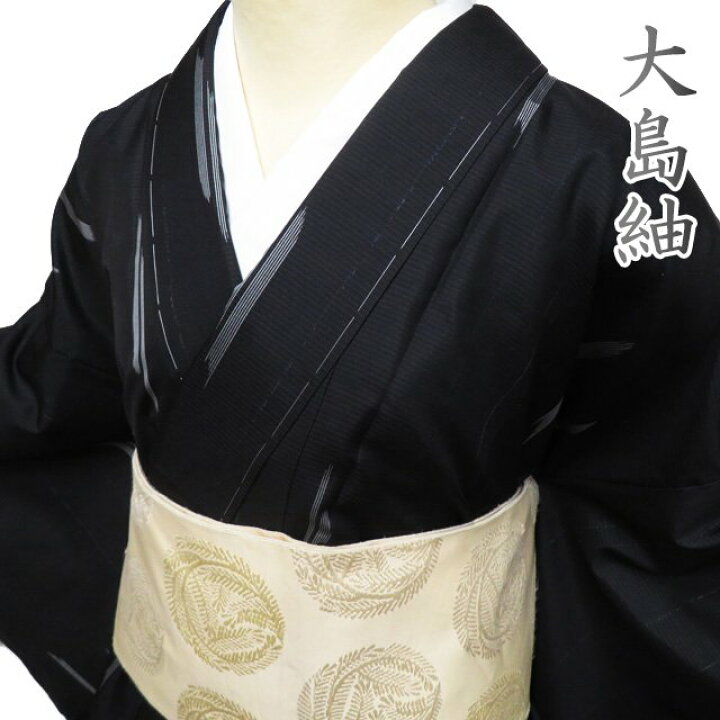 楽天市場】【 未使用 】 特選 大島紬 着物 正絹 袷 カジュアル 黒色 多 