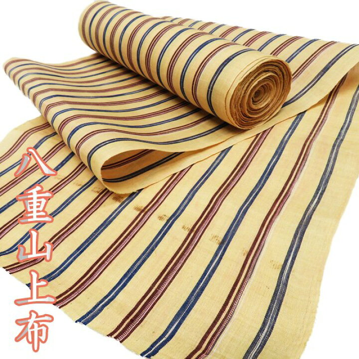楽天市場】八重山上布 反物 素材 未仕立て 苧麻 縦縞模様 薄香色 多色  