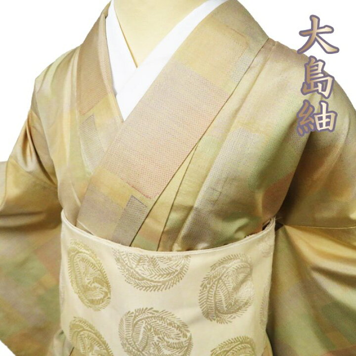 楽天市場】【 中古 】 大島紬 リサイクル着物 正絹 袷 カジュアル 麦藁 