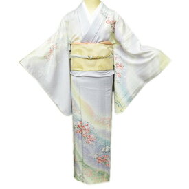 ＼ FINAL PRICE ／ 【 中古 】 訪問着 リサイクル着物 正絹 単衣 フォーマル 作家物 落款 植物文様 花 白藤色 多色 身丈169cm 裄67cm L トール A915-3 [ 和服 お茶会 結婚式 お宮参り アウトレット きもの kimono 送料無料 きもの北條]