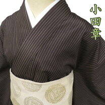 縦縞 小紋 小豆色 汚れなし 正絹 薄手の紬かと… - 小紋