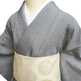 【 中古 】 江戸小紋 リサイクル着物 正絹 袷 万筋 銀座 きしや たとう紙付き 薄灰色 黒色 身丈153cm 裄64cm S ワイド A1280-3 [和服 お茶会 観劇 お食事 街歩き きもの kimono 送料無料 きもの北條]