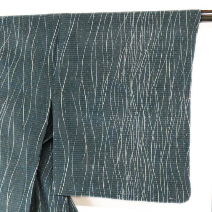 楽天市場】【 未使用 】 夏物 小紋 着物 正絹 カジュアル よろけ縞模様  