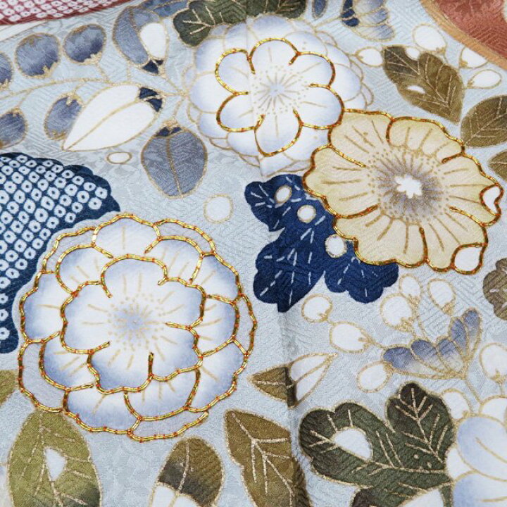 楽天市場】【 未使用 】 訪問着 着物 正絹 袷 フォーマル 金駒刺繍 花  