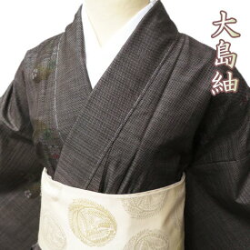 ＼ FINAL PRICE ／ 【 未使用 】 特選 本場 大島紬 着物 正絹 袷 カジュアル ラベル付き 花模様 焦茶色 身丈169cm 裄69.5cm L トール A883-4 [ 和服 きもの 紬 普段着 kimono アウトレット 送料無料 きもの北條]