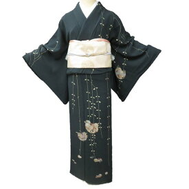 ＼ FINAL PRICE ／ 【 中古 】 訪問着 リサイクル着物 正絹 袷 フォーマル 花の図 絞り 縮緬地 ちりめん 青漆色 多色 身丈168cm 裄68.5cm L トール A951-4 [ 和服 入学式 卒業式 お茶会 結婚式 お宮参り アウトレット 送料無料 きもの北條]
