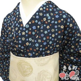 【 未使用 】 小紋 着物 正絹 袷 カジュアル 小花模様 褐返色 多色 身丈166cm 裄68cm L トール ワイド A1299-4 [観劇 お出かけ 街着 普段使い お食事 kimono 和服 送料無料 きもの北條]