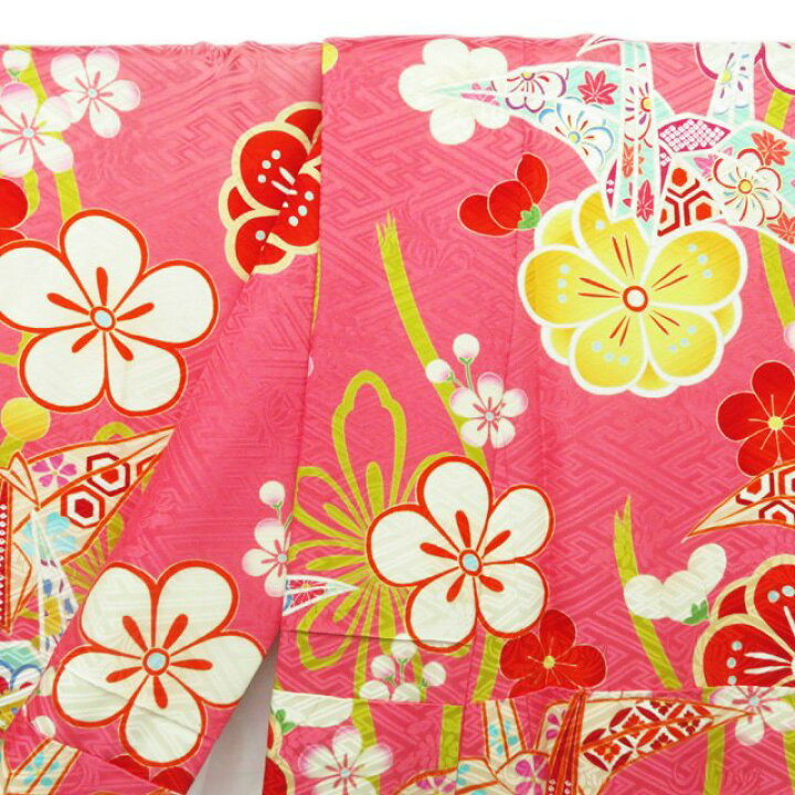 楽天市場】【 中古 】 振袖 リサイクル着物 正絹 折鶴に花模様 