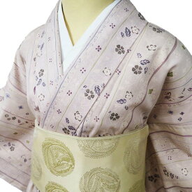 【 中古 】 紬 リサイクル着物 正絹 袷 カジュアル 花模様 灰梅色 多色 身丈159cm 裄67cm M A1087-5 [和服 きもの 紬 普段着 kimono アウトレット 送料無料 きもの北條]