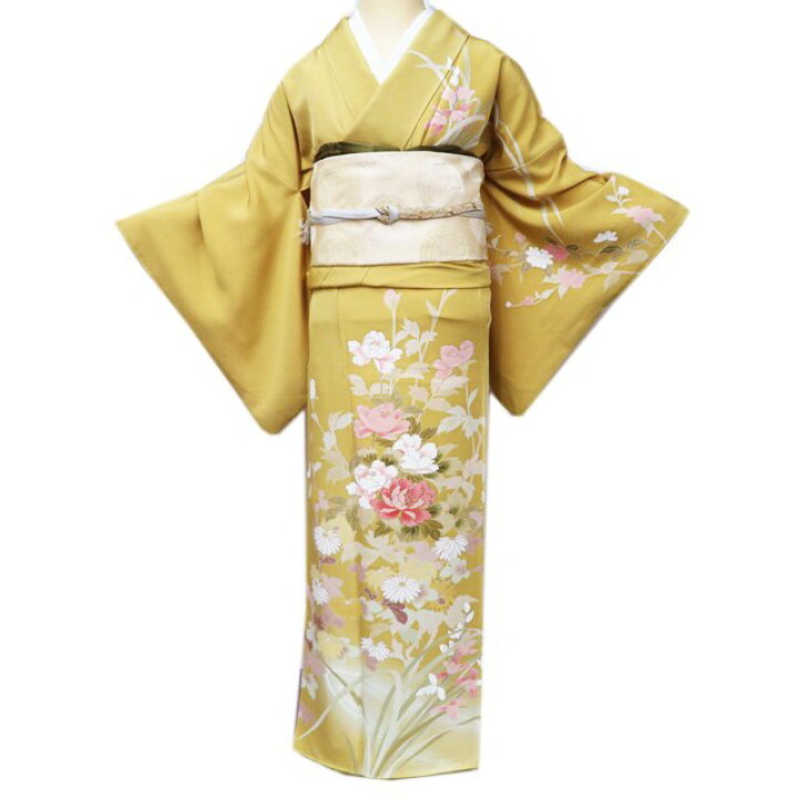 楽天市場】【 中古 】 訪問着 リサイクル着物 正絹 袷 金駒刺繍 花の図  