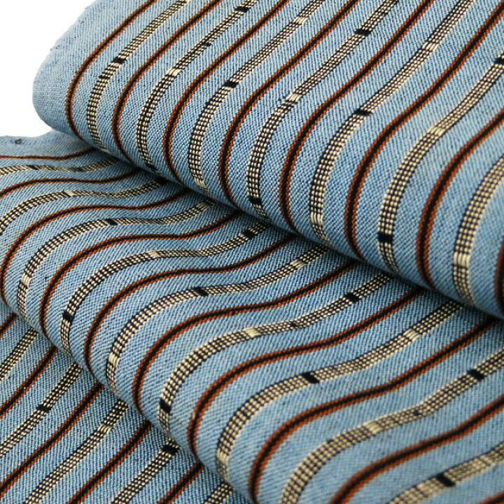 琉球 花織 反物 穫 素材 未仕立て 木綿 浅縹色 多色 きもの北條 A1113-5 