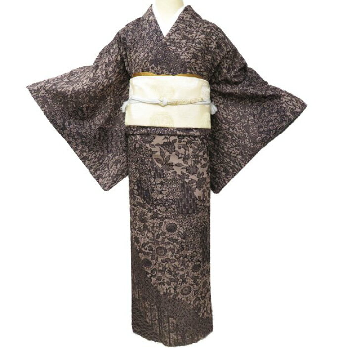 楽天市場】【 中古 】 紬 リサイクル着物 正絹 袷 セミフォーマル 植物 