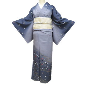 【 中古 】 特選 訪問着 リサイクル着物 正絹 袷 フォーマル 植物文様 唐草 暈し 薄色 紫鼠色 多色 金 身丈153cm 裄67.5cm S A1135-5 [和服 入学式 卒業式 お茶会 お茶席 茶道 結婚式 お宮参り 送料無料 きもの北條]