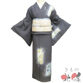 【 中古 】 訪問着 リサイクル着物 正絹 袷 フォーマル 花の図 短冊 昆布茶色 多色 金 身丈162.5cm 裄68.5cm M A1308-5 [入学式 卒業式 お宮参り 結婚式 お茶会 お茶席 茶道 利休忌 和服 送料無料 きもの北條]