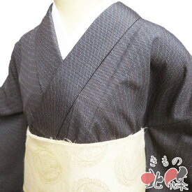 【 未使用 】 小紋 着物 正絹 紬地 袷 カジュアル 縮み ちぢみ 流線模様 墨色 多色 身丈159.5cm 裄64cm M A1325-5 [観劇 お出かけ 街着 普段使い お食事 kimono 和服 送料無料 きもの北條]
