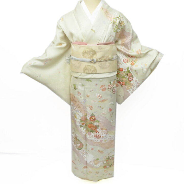 楽天市場】【 新品 】 訪問着 未使用 着物 花の図 松竹梅 宝尽くし 金 