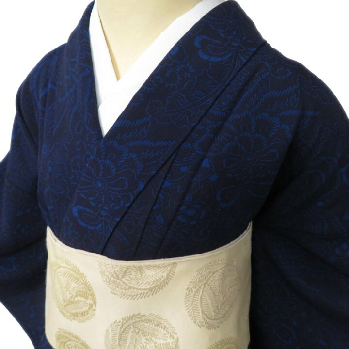 夏物 小紋 浴衣 着物 中古 木綿 カジュアル 格子模様 絣模様 黒鳶色 多  