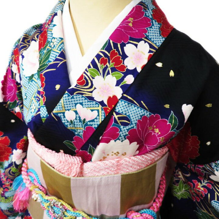 楽天市場】【 中古 】 振袖 リサイクル着物 正絹 流水に花模様 牡丹 桜 