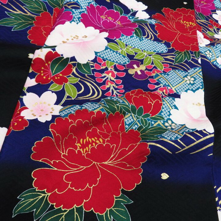 楽天市場】【 中古 】 振袖 リサイクル着物 正絹 流水に花模様 牡丹 桜 