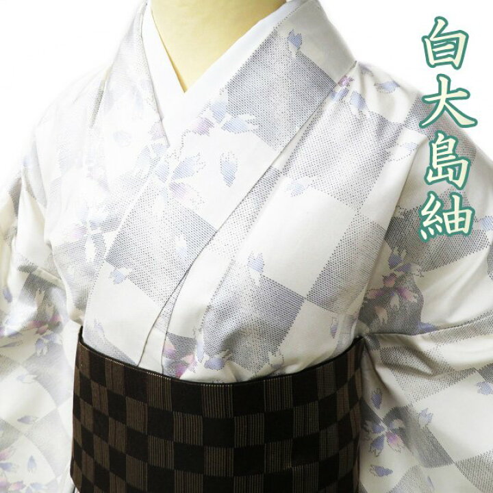 楽天市場】【 中古 】 特選 大島紬 白大島 リサイクル着物 正絹 袷  