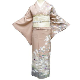 【 中古 】 特選 訪問着 リサイクル着物 正絹 袷 帝王紫 金駒刺繍 花鳥の図 桜 流水に鴛鴦 暈し 赤香色 多色 金 身丈163cm 裄68.5cm L A1206-6 [和服 入学式 卒業式 母 結婚式 お宮参り アウトレット 送料無料 きもの北條]