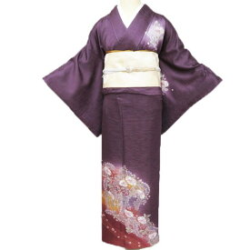 【 中古 】 付下げ 付け下げ 訪問着 リサイクル着物 正絹 袷 花の図 辻が花 絞り染め 濃色 多色 身丈160cm 裄64.5cm M A1259-6 [和服 入学式 卒業式 お茶会 お茶席 茶道 お宮参り 利休忌 送料無料 きもの北條]