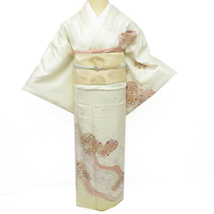 楽天市場】【 新品 】 訪問着 未使用 着物 花の図 七宝文 金駒刺繍 地 