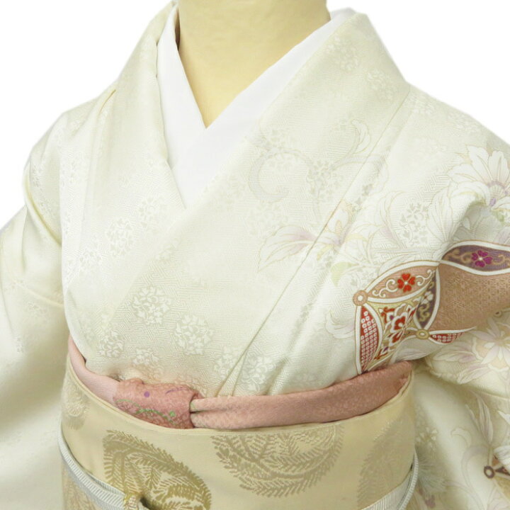 楽天市場】【 新品 】 訪問着 未使用 着物 花の図 七宝文 金駒刺繍 地 