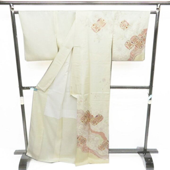 楽天市場】【 新品 】 訪問着 未使用 着物 花の図 七宝文 金駒刺繍 地 
