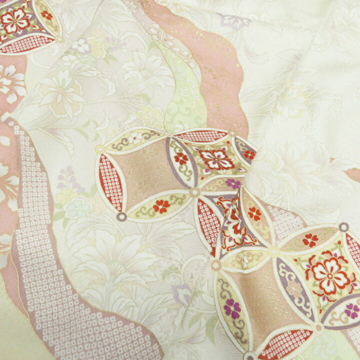 楽天市場】【 新品 】 訪問着 未使用 着物 花の図 七宝文 金駒刺繍 地 