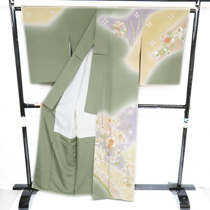 楽天市場】【 未使用 】 訪問着 着物 正絹 袷 作家物 落款 金駒刺繍 花 