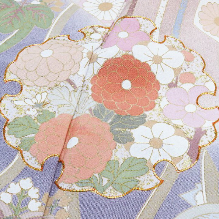 訪問着 着物 未使用 正絹 袷 落款 身丈164cm L A1004-7